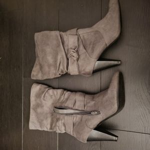 Grey heeled boots